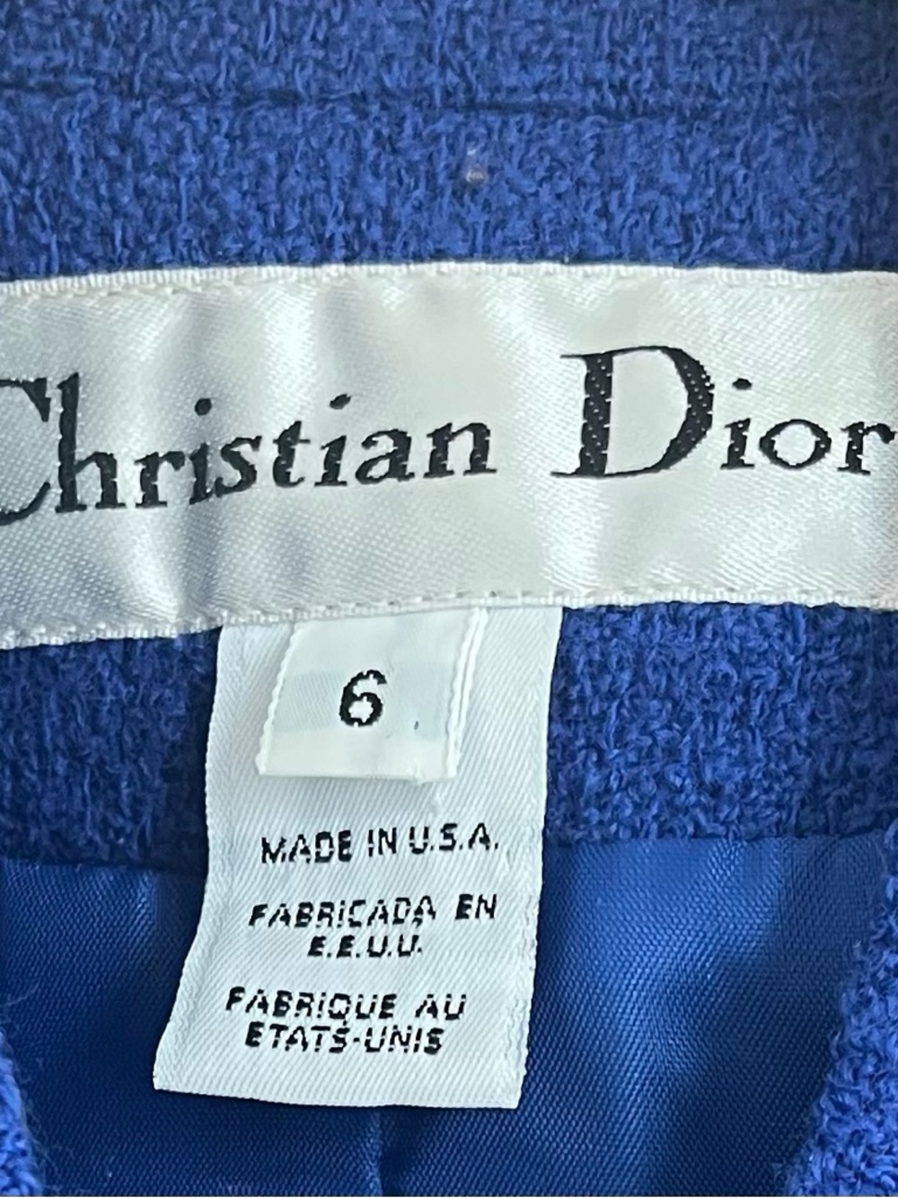 Vintage Christian Dior Blue Wool Double Breasted Military Blazer Jacket Size 6 - Picture 4 of 9